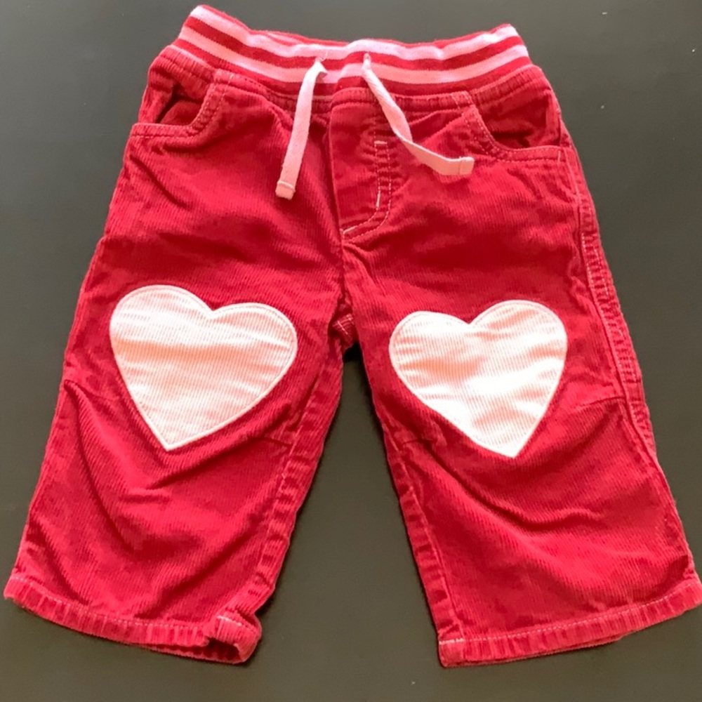 Baby Boden corduroy red heart pants.